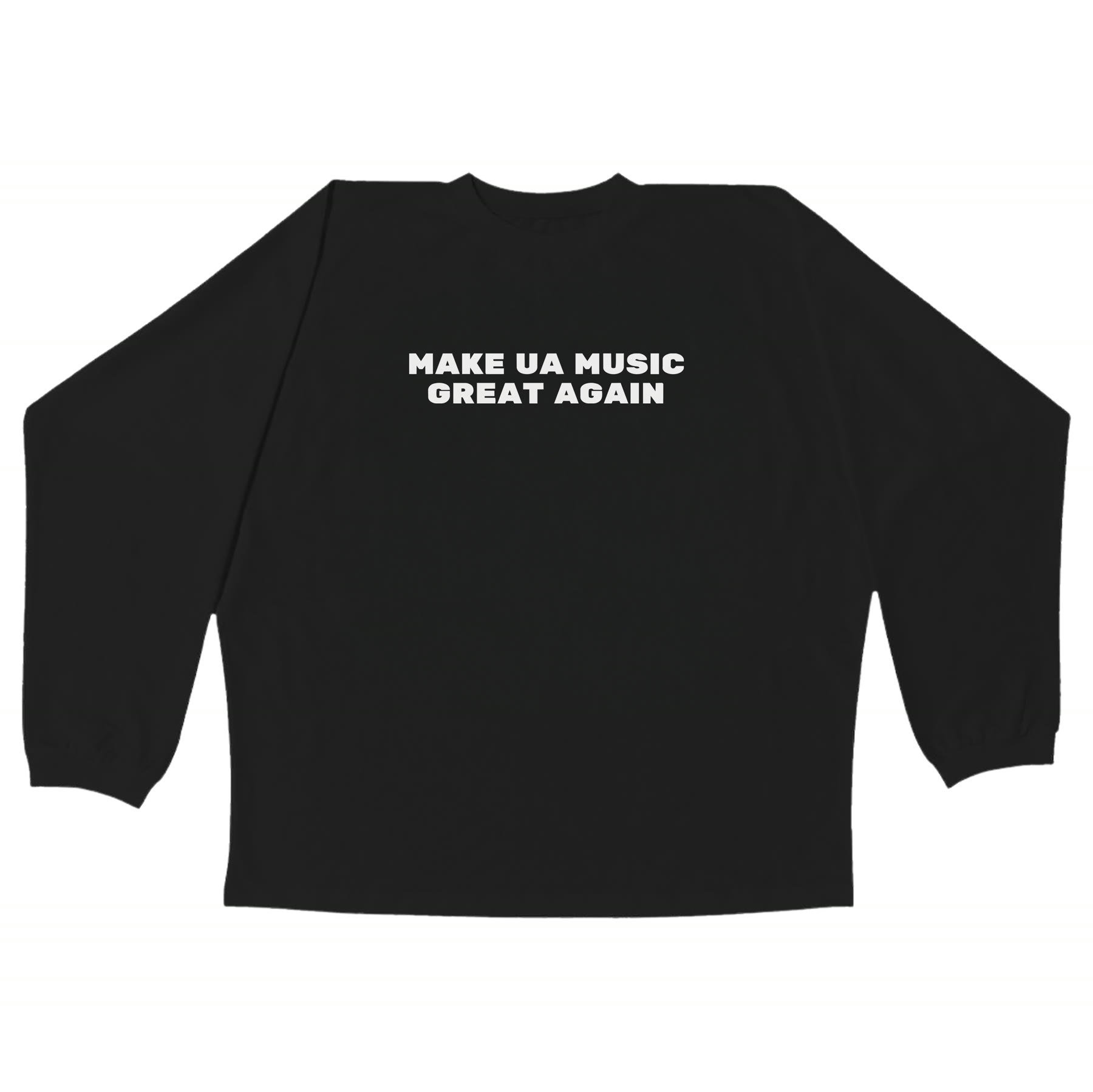 Чорний лонгслів MUMGA з принтом MAKE UA MUSIC GREAT AGAIN