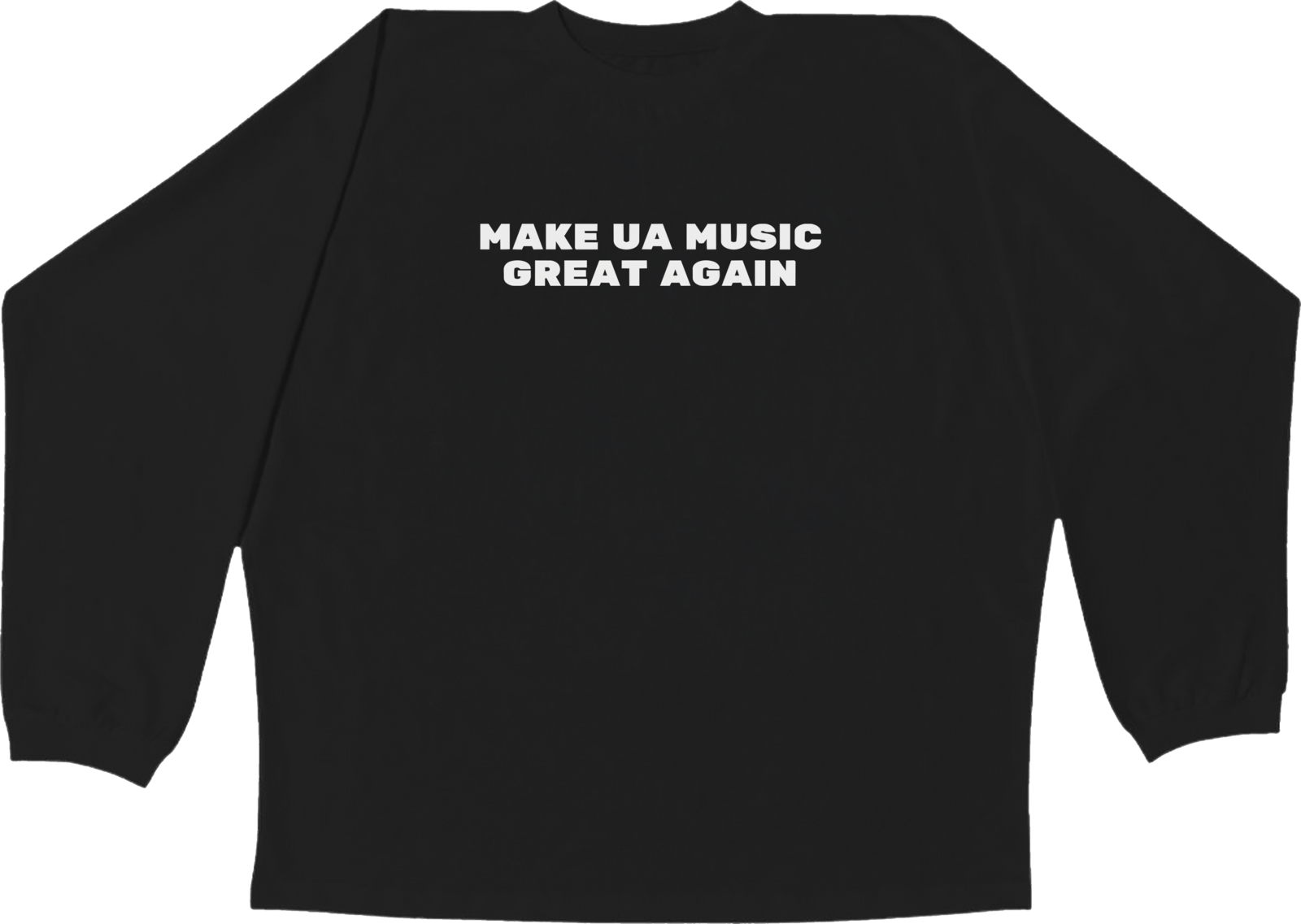 Чорний лонгслів MUMGA з принтом MAKE UA MUSIC GREAT AGAIN